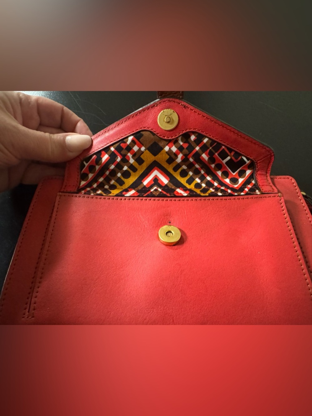 Vera Bradley Red Envelope Wallet with Tan Strap Accents - Picture 3 of 5